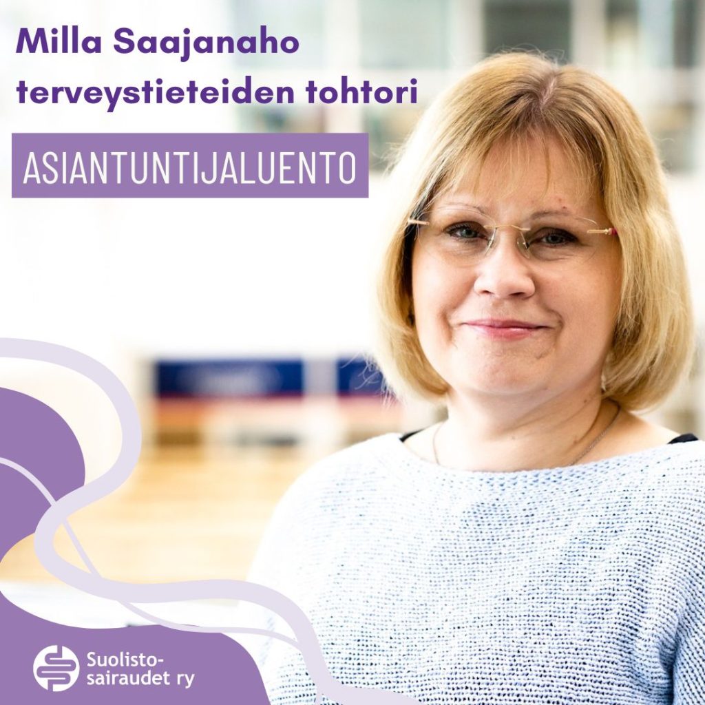 Kuvituskuva, jossa teksti Milla Saajanaho, terveystieteiden tohtori, asiantuntijaluento