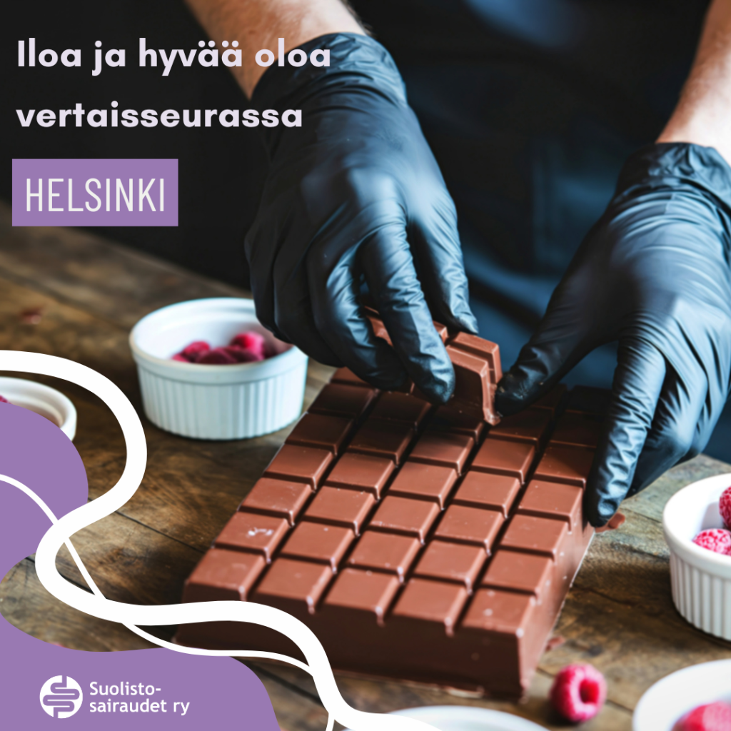 Kuvituskuva, jossa teksti iloa ja hyvää oloa vertaisseurassa, Helsinki