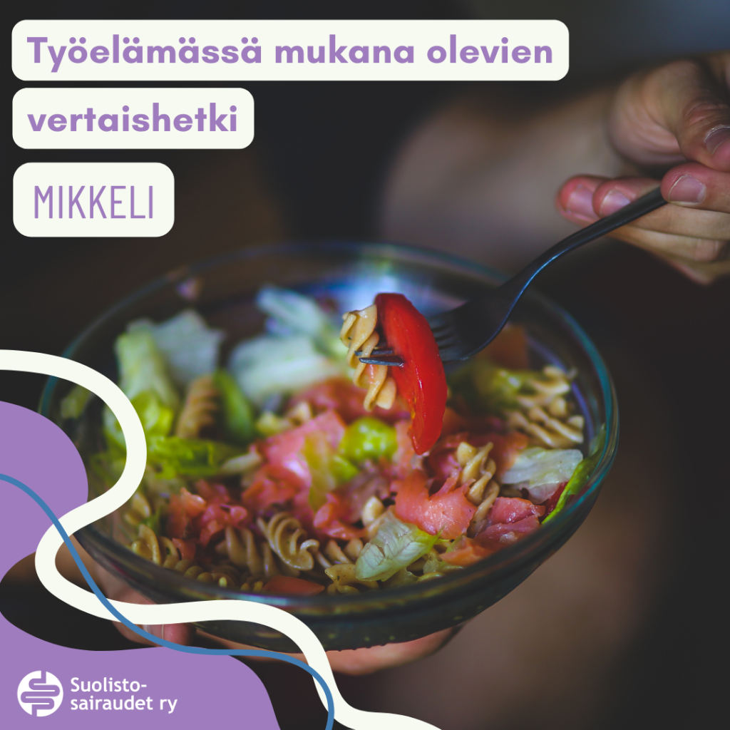 Kuvituskuva, jossa teksti työelämässä mukana olevien vertaishetki, Mikkeli