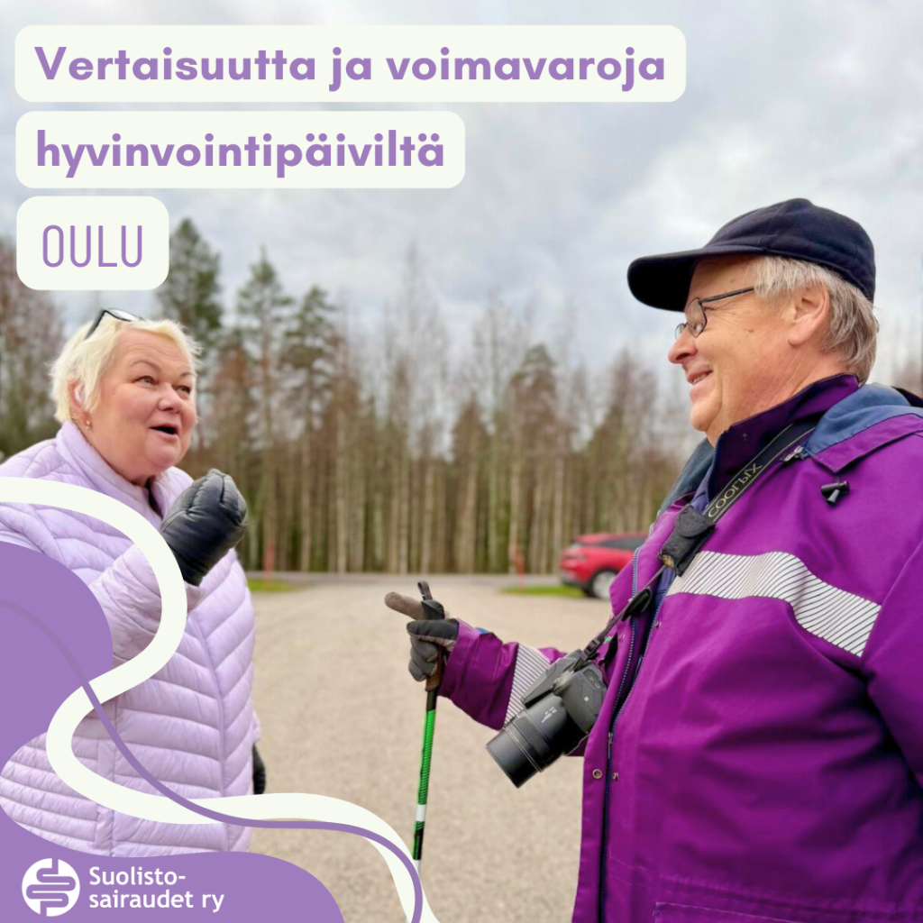 Kuvituskuva, jossa teksti: Vertaisuutta ja voimavaroja hyvinvointipäiviltä, Oulu