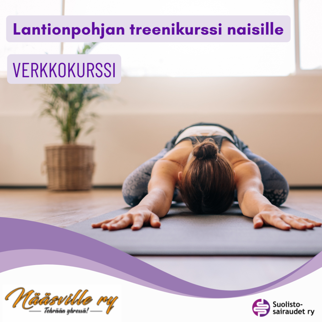 Kuvituskuva, jossa teksti Lantionpohjan treenikurssi naisille. Verkkokurssi.