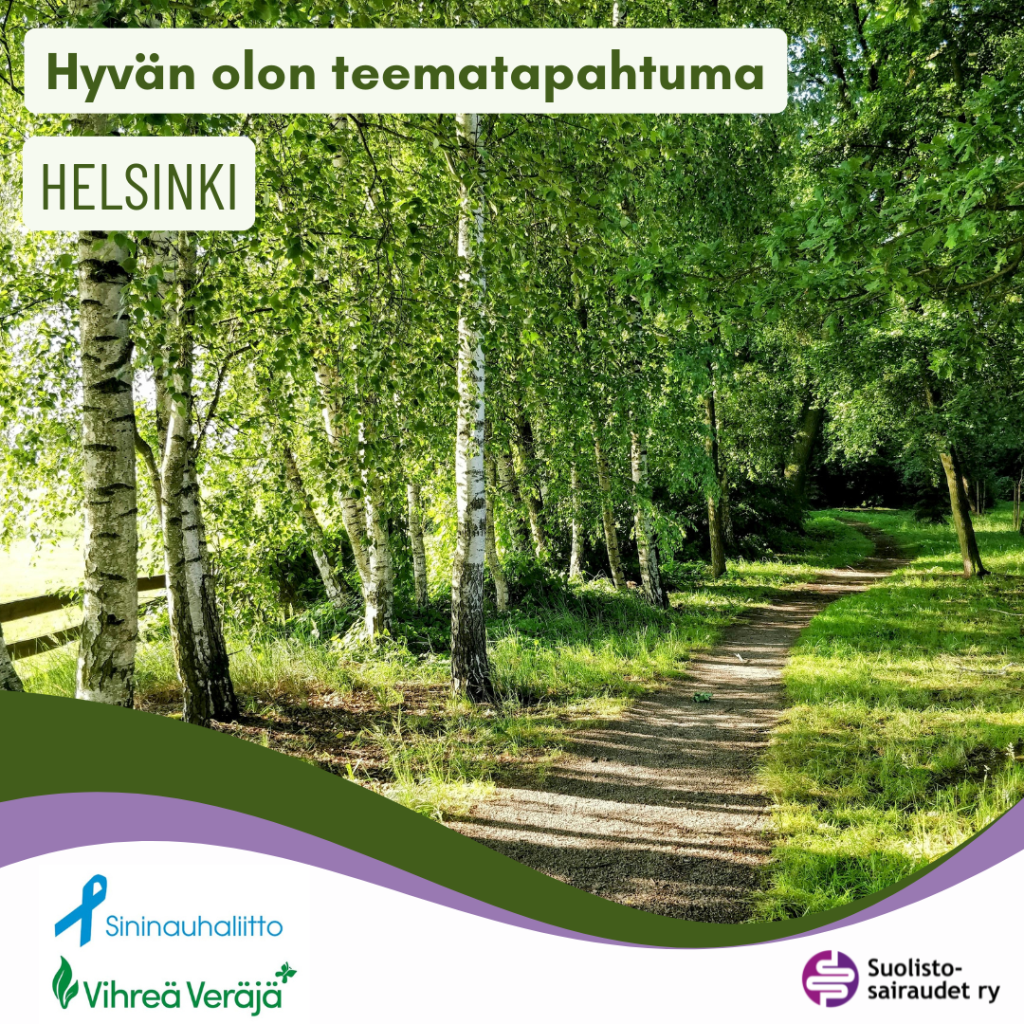 Kuvituskuva, jossa teksti hyvän olon teematapahtuma Helsinki.