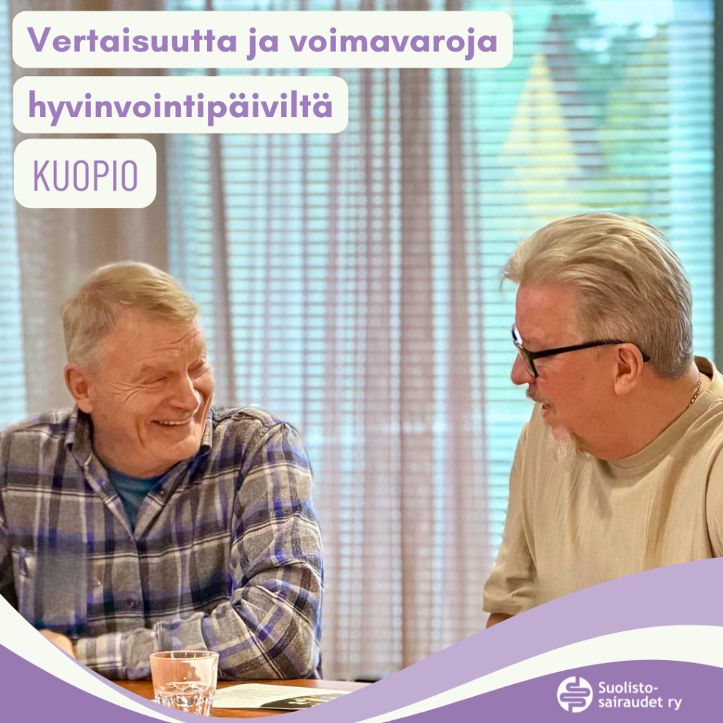 Kuvituskuva, jossa teksti vertaisuutta ja voimavaroja hyvinvointipäiviltä, Kuopio