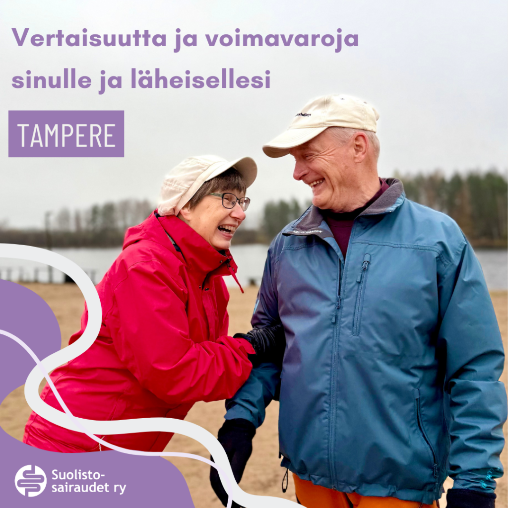 Kuvituskuva, jossa teksti vertaisuutta ja voimavaroja sinulle ja läheisellesi. Tampere.